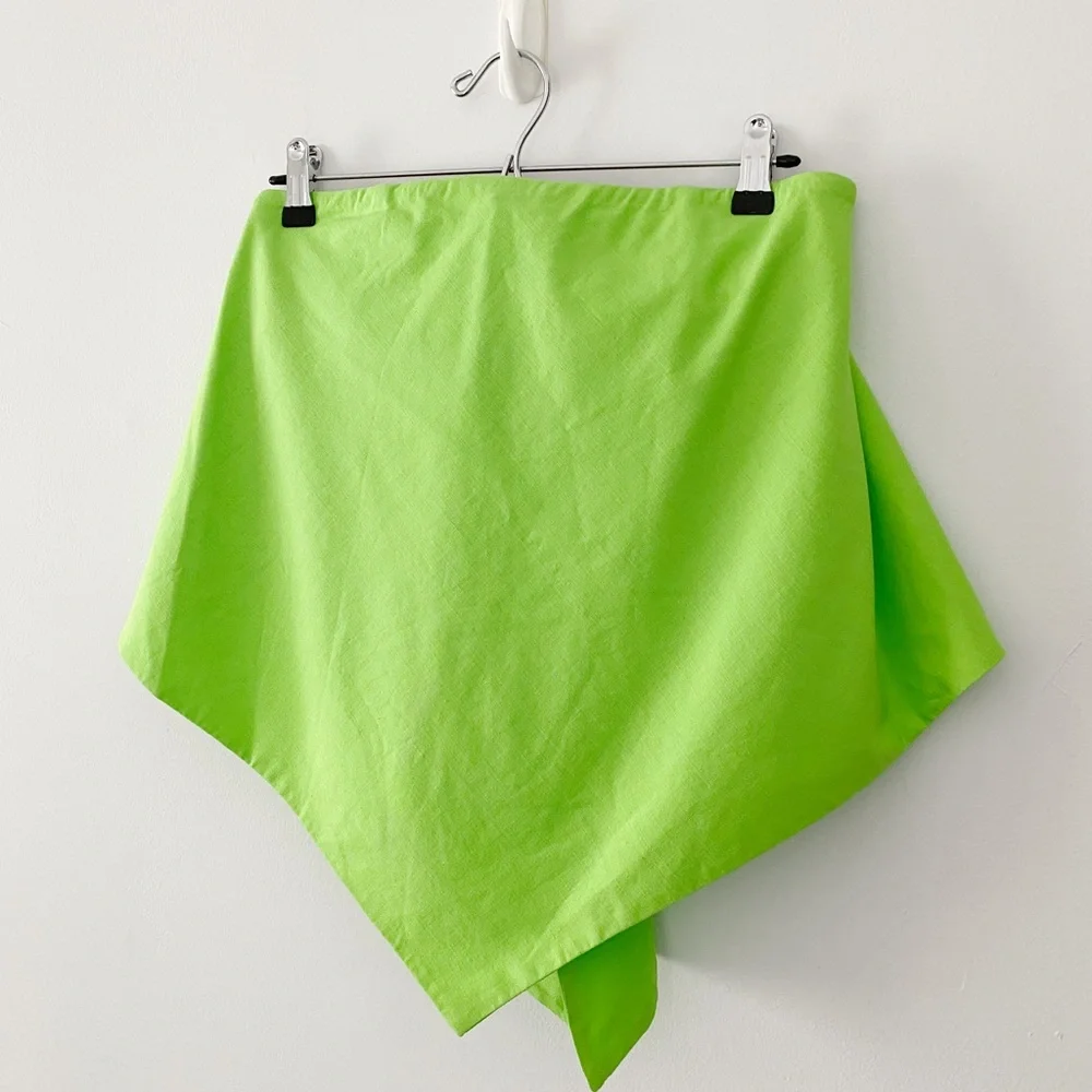 L’Academie Darragh Linen Strapless Handkerchief Top in Lime Green NWT - Picture 7 of 9